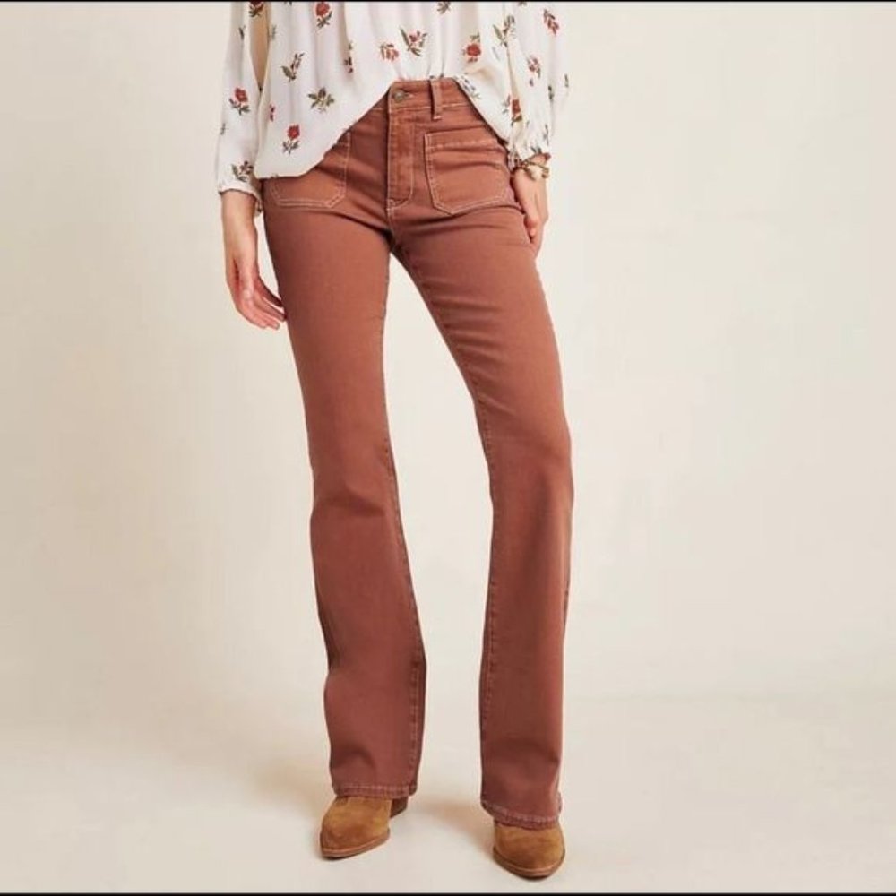 Anthropologie Pilcro and the Letterpress High Rise Skinny Bootcut Rusty Brown 25